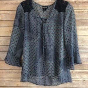 🐳 Wet Seal ~ Blue Patchwork Tunic/Blouse 🐬
